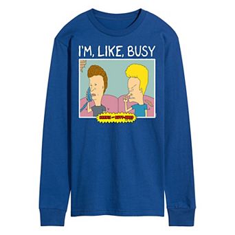 Men's Beavis And Butthead I'm Like Busy Long Sleeve Tee