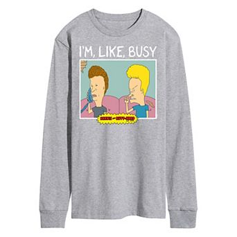 Men's Beavis And Butthead I'm Like Busy Long Sleeve Tee