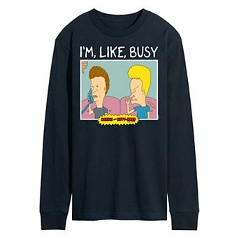 Men's Beavis And Butthead I'm Like Busy Long Sleeve Tee