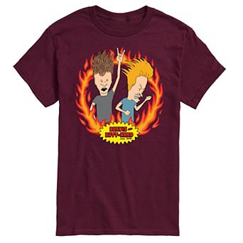 Men's Beavis And Butthead Rock Flames Tee