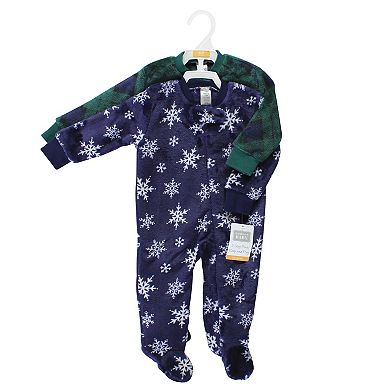 Hudson Baby Unisex Baby Plush Sleep and Play, Navy Snowflake