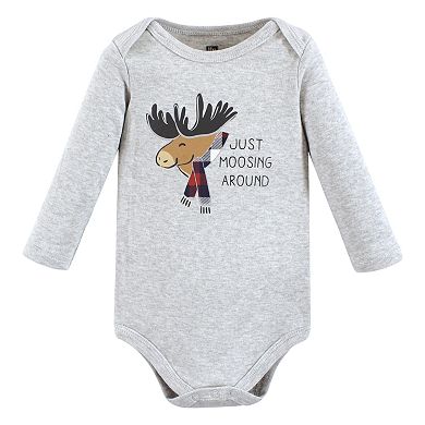Hudson Baby Unisex Baby Cotton Long-Sleeve Bodysuits, Moosing Around