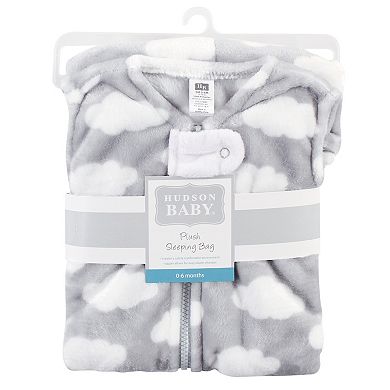Hudson Baby Infant Plush Sleeping Bag, Sack, Blanket, Gray Clouds Plush