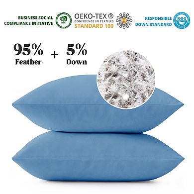 Unikome 2 Pack Indoor/Outdoor Waterproof Down Feather Pillow Insert, Decorative Throw Pillow Inserts