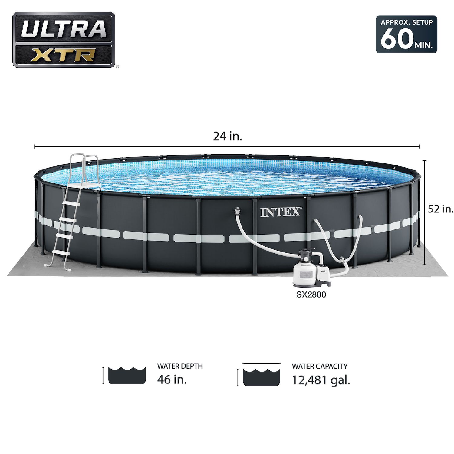 Intex 26339EH 24' X 52" Round Ultra XTR Frame Swimming Pool Set With ...