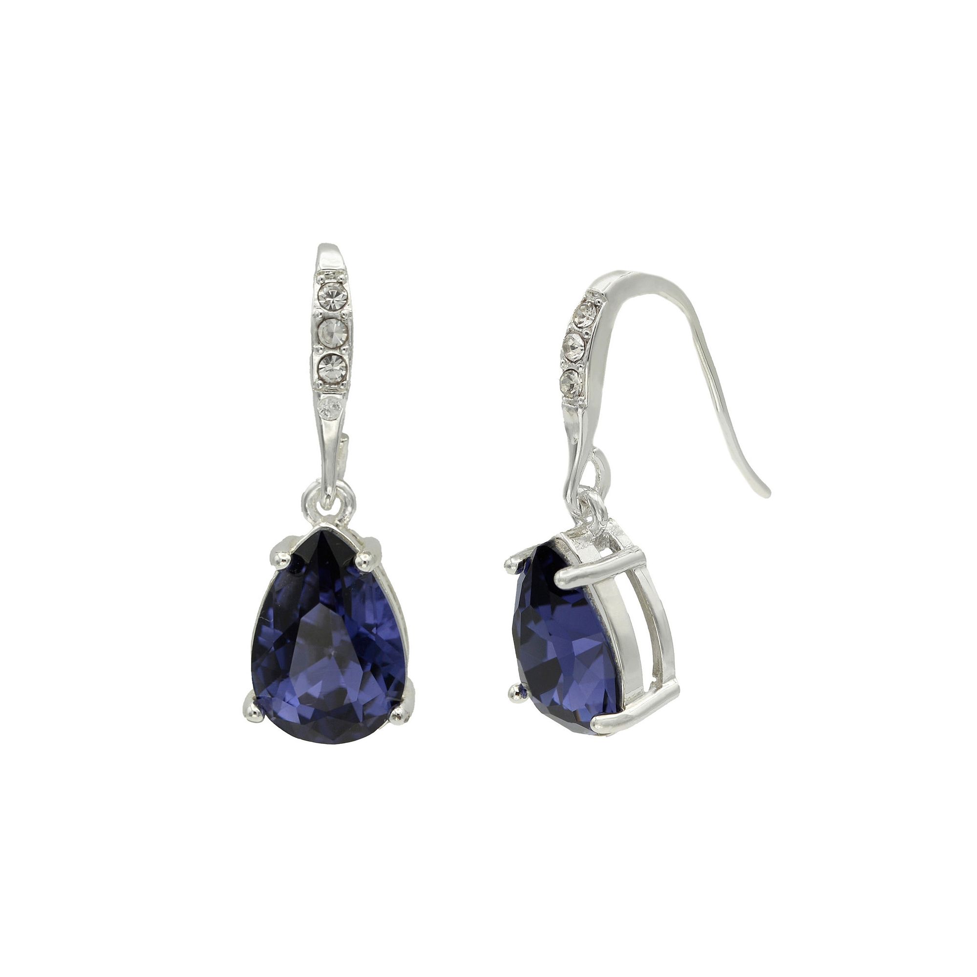 City Luxe Purple Crystal Oval Drop Earrings, Womens, Silver Tone Purple
