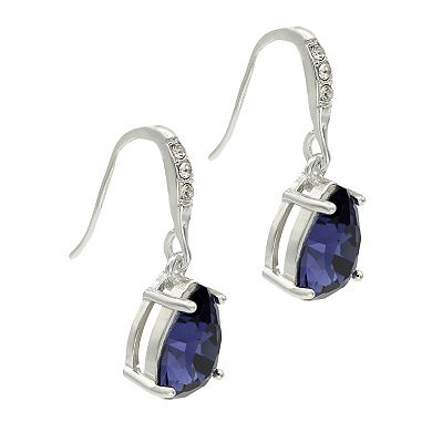 Brilliance Purple Crystal Oval Drop Earrings