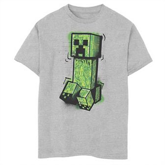 Boys 8-20 Minecraft Creeper Grafitti Style Portrait Graphic Tee