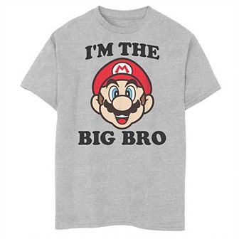 Boys 8-20 Nintendo Mario Im The Big Bro Face Graphic Tee