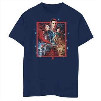 Boys 8-20 Stranger Things Group Shot Fireworks Poster Graphic Tee
