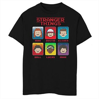 Boys 8-20 Stranger Things Group Shot 8 Bit Box Up Graphic Tee