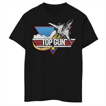 Boys 8-20 Top Gun Fighter Jet Portrait Logo Graphic Tee