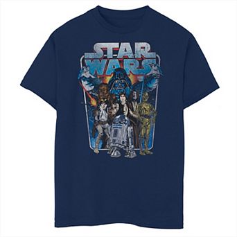 Boys 8-20 Star Wars Distressed Darth Vader Hovering Luke Graphic Tee