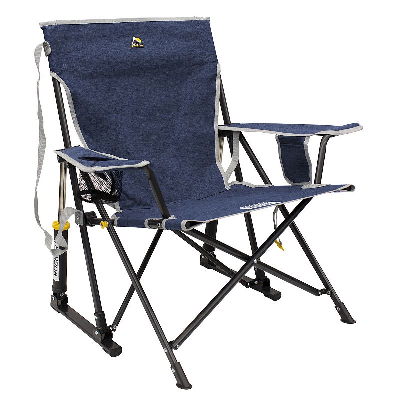 GCI Outdoor Kickback Rocker Foldable Rocking Camp Chair  Heathered Indigo