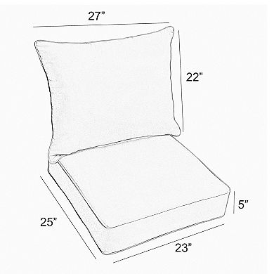 Sorra Home Outdoor/Indoor 25 in. x 23 in. Corded Deep Seating Pillow and Cushion Set