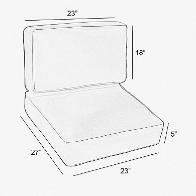 Sorra Home Indoor Outdoor Corded 27 in. x 23 in. Deep Seating Cushion Set