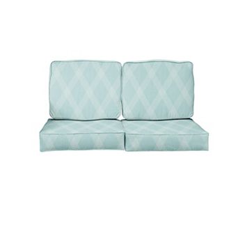 Sorra Home Outdoor/Indoor 22.5 in x 22.5 in Deep Seating Loveseat Cushion Set