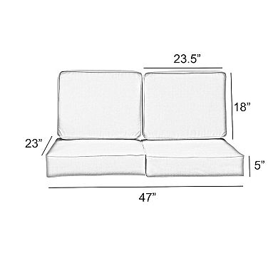 Sorra Home Outdoor/Indoor 23 in. x 23.5 in. Deep Seating Loveseat Cushion Set