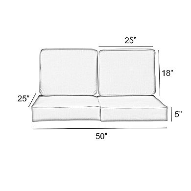 Sorra Home Indoor Outdoor 25 in. x 25 in. Deep Seating Loveseat Cushion Set