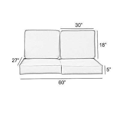 Sorra Home Indoor Outdoor 27 in. x 30 in. Deep Seating Loveseat Cushion Set