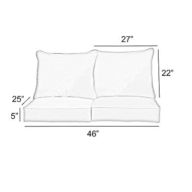 Sorra Home Indoor Outdoor 25 in. x 23 in. Deep Seating Loveseat Pillow and Cushion Set