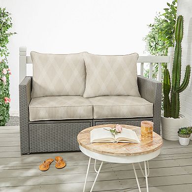 Sorra Home Indoor Outdoor 25-in. x 25-in. Deep Seating Loveseat Pillow and Cushion Set