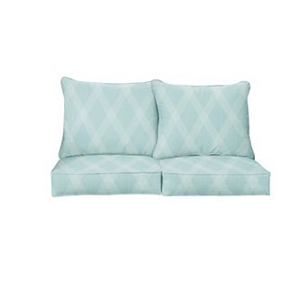 Sorra Home Indoor Outdoor 27 in x 23 in Deep Seating Loveseat Pillow and Cushion Set