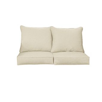 Sorra Home Indoor Outdoor 27 in x 30 in Deep Seating Loveseat Pillow and Cushion Set