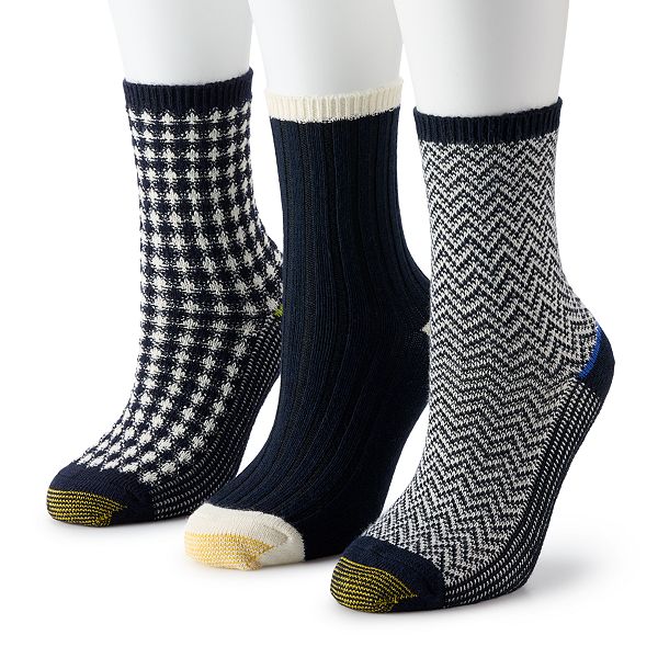 Women's GOLDTOE® 3Pack Houndstooth Crew Socks