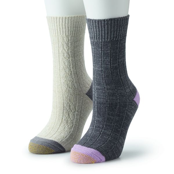 Women's GOLDTOE® 2Pack Soft Cable Crew Socks