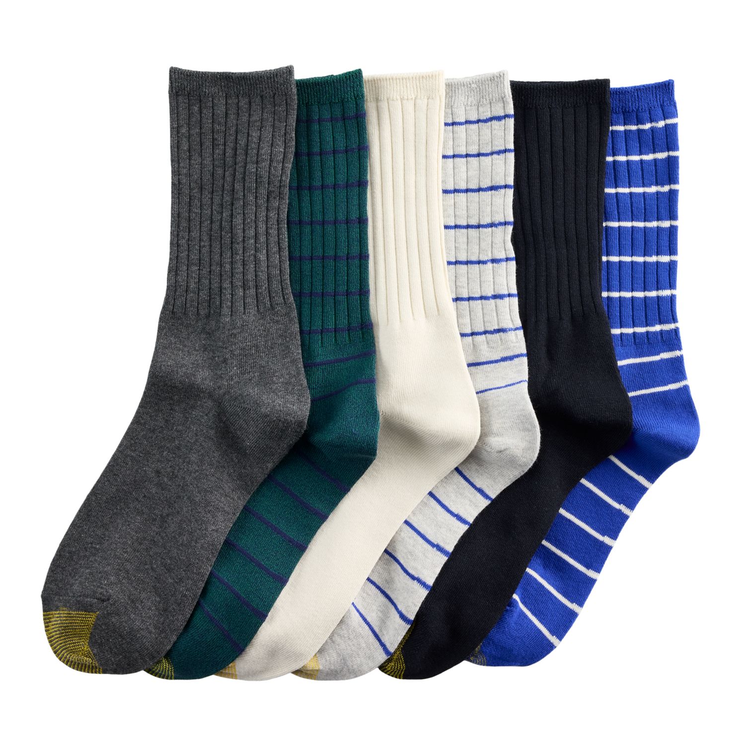 thumbnail image 2 of Gold Toe Women's 6-Pack Ribbed Crew Socks 4585S5 – Sizes 9-11, Cotton Blend, Cushioned 2 of 5