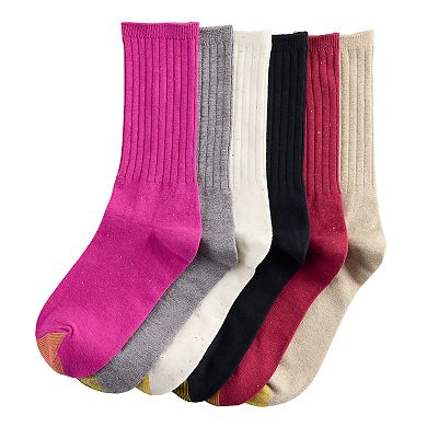 Women's GOLDTOE® 6-Pack Ribbed Crew Socks