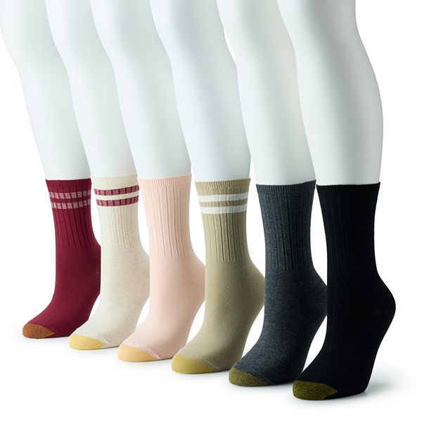 Women's GOLDTOE® 6Pack Ribbed Crew Socks