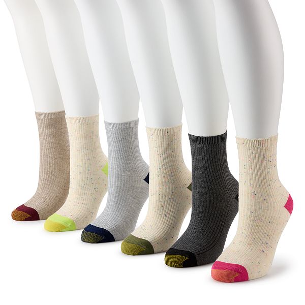 Women's GOLDTOE® 6Pack Lola Nep Short Crew Socks