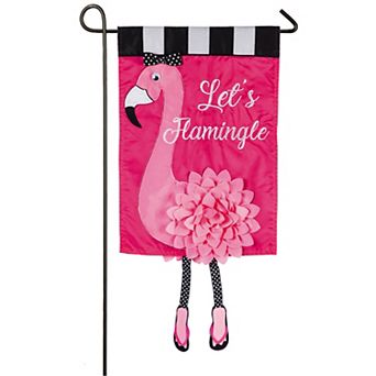 Evergreen Enterprises Let's Flamingle Applique Garden Flag