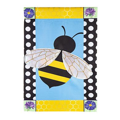 Evergreen Enterprises Bee with a Border Applique Garden Flag