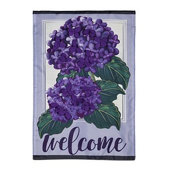 Evergreen Enterprises Hydrangea Welcome Applique Garden Flag