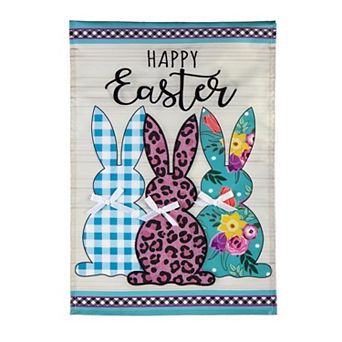 Evergreen Enterprises Bright Bunnies Applique Garden Flag