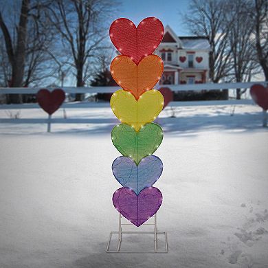National Tree Company Stacked Rainbow Hearts LED Outdoor Decor