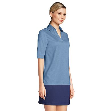 Women's Lands' End Performance Elbow Sleeve Pique Polo Top