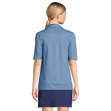 Women's Lands' End Performance Elbow Sleeve Pique Polo Top