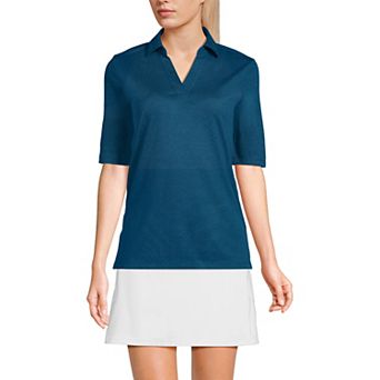 Women's Lands' End Performance Elbow Sleeve Pique Polo Top