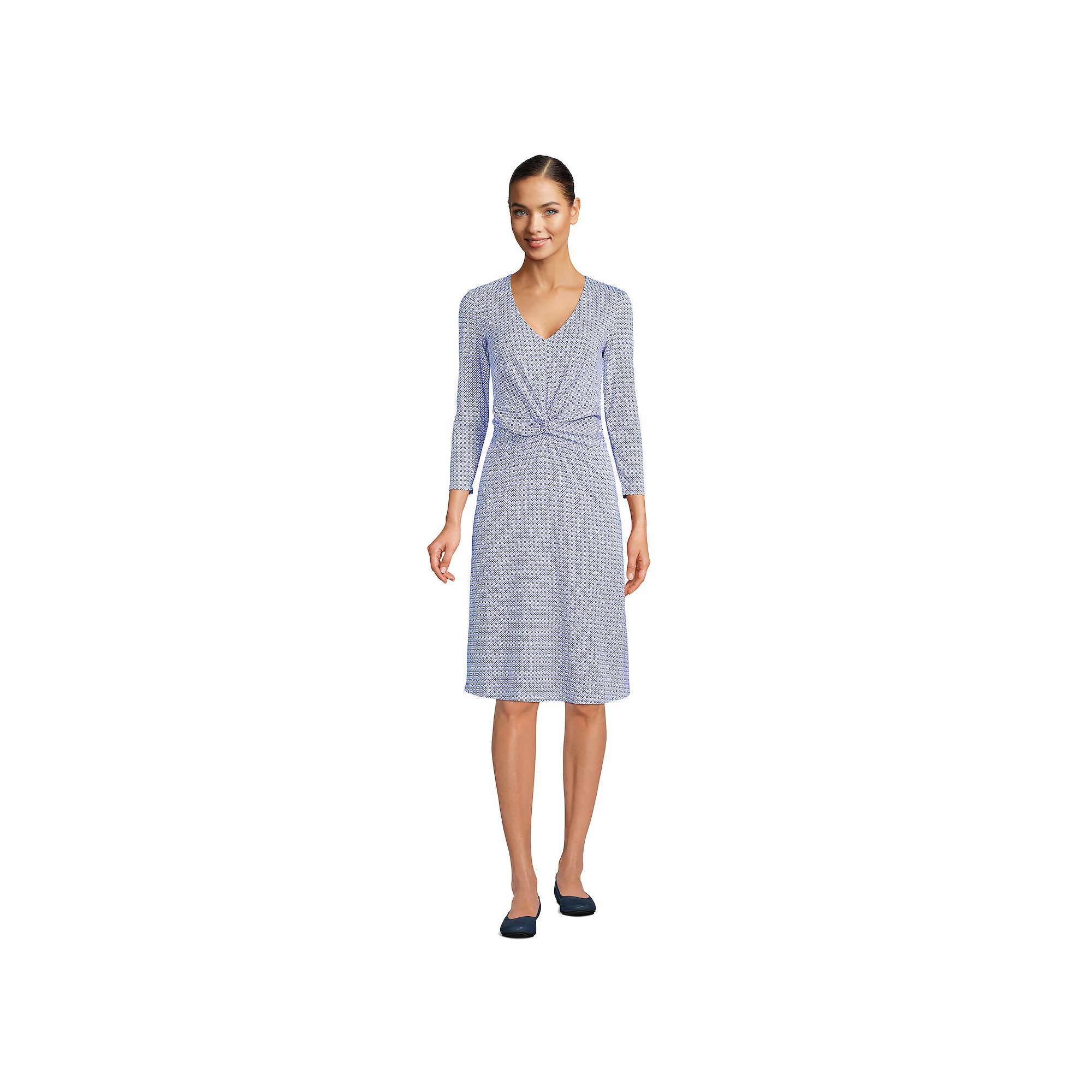 Womens Lands End Lightweight Fit & Flare Dress, Size: Small, Purple Tile 