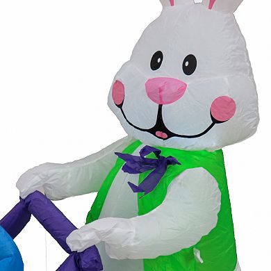 National Tree Company Inflatable Easter Bunny Wheelbarrow Outdoor Decor