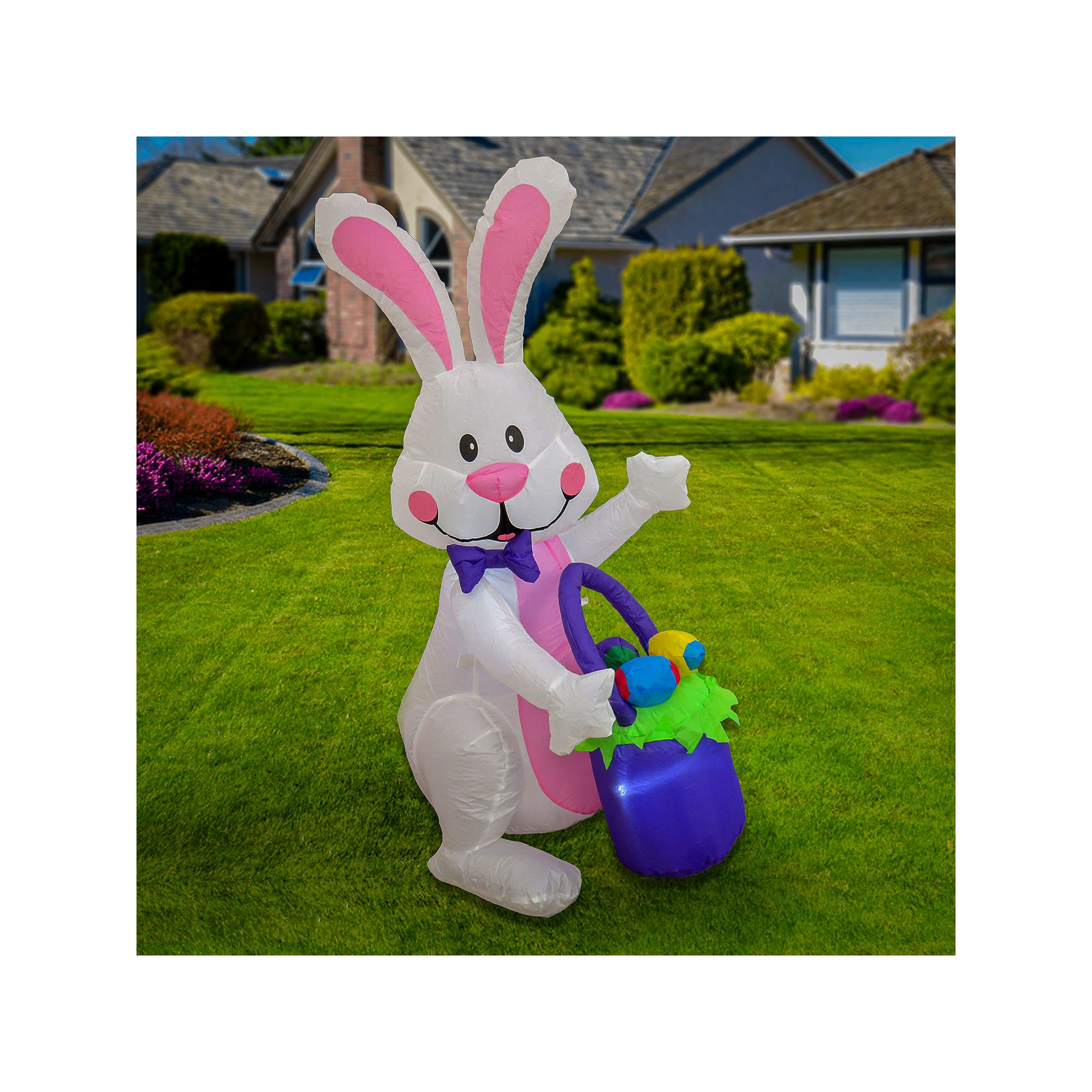 National Tree Company 4 Ft. Inflatable Waving Easter Bunny Outdoor Decor, W