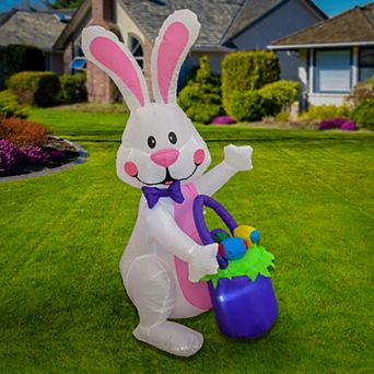 National Tree Company 4 Ft. Inflatable Waving Easter Bunny Outdoor Decor