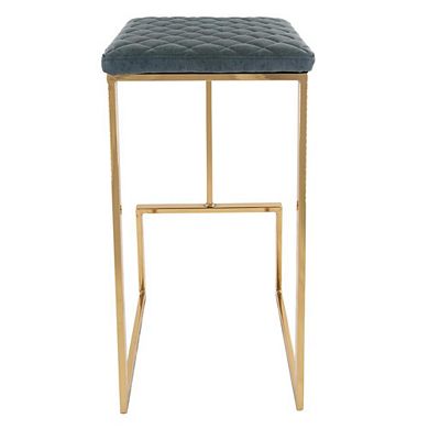 LeisureMod Quincy Leather Bar Stools With Gold Metal Frame Set of 2