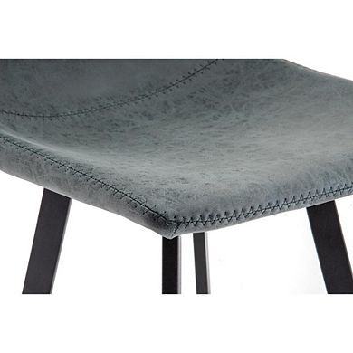 LeisureMod Elland Modern Upholstered Leather Bar Stool With Iron Legs & Footrest, Set of 2