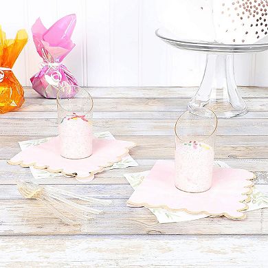120 Pcs Gold Glitter Mini Dessert Cups with Spoons, Disposable Dessert Cups 3oz