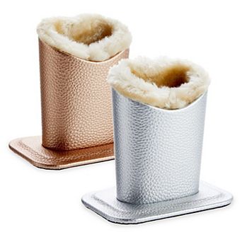 2 pk Eyeglass Holder Stand, Plush Lined Bedside Glasses Holder, Silver And Pink